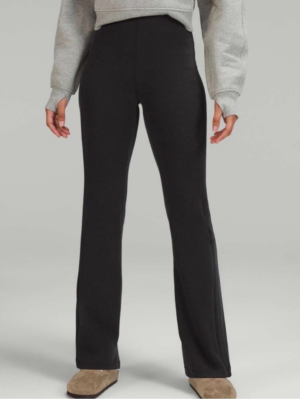 lululemon athletica Black Ribbed High-Rise Flare Leggings